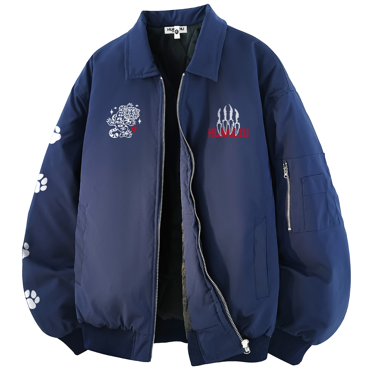 

Куртка Unisex Lapel Thickened HUANQIU, темно-синий fleece-lined