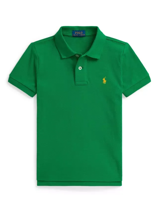 Детская хлопковая футболка-поло с коротким рукавом и логотипом Ralph Lauren