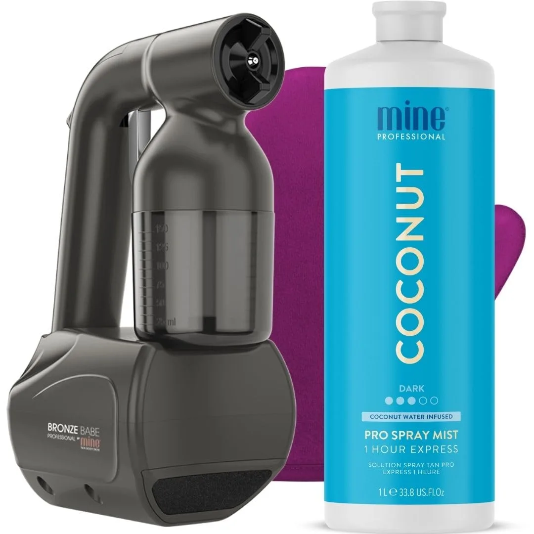 Набор для автозагара MineTan Mobile Spray Tan Machine | Легкий и портативный для дома, салонов и мобильных мастеров, аэрографическое покрытие, ровный загар, Vegan Friendly, одобрено PETA 333 мл (3 шт.) Minetan Body.Skin, brown