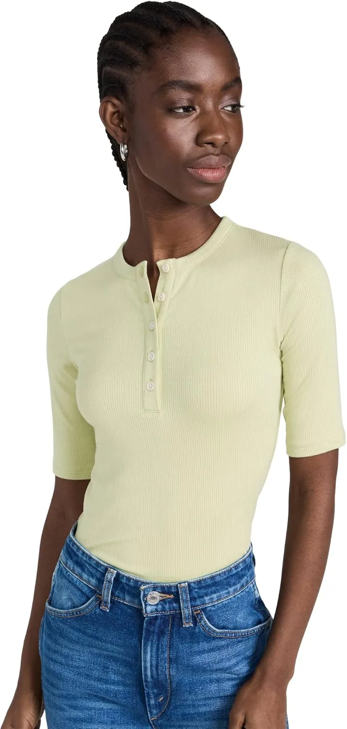 

Vince Женская хенли с ребристыми рукавами 3/4