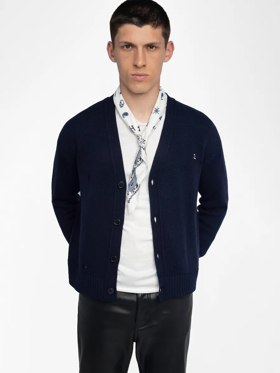 

Кардиган мужской длинный рукав кашемир Zadig & Voltaire, темно-синий