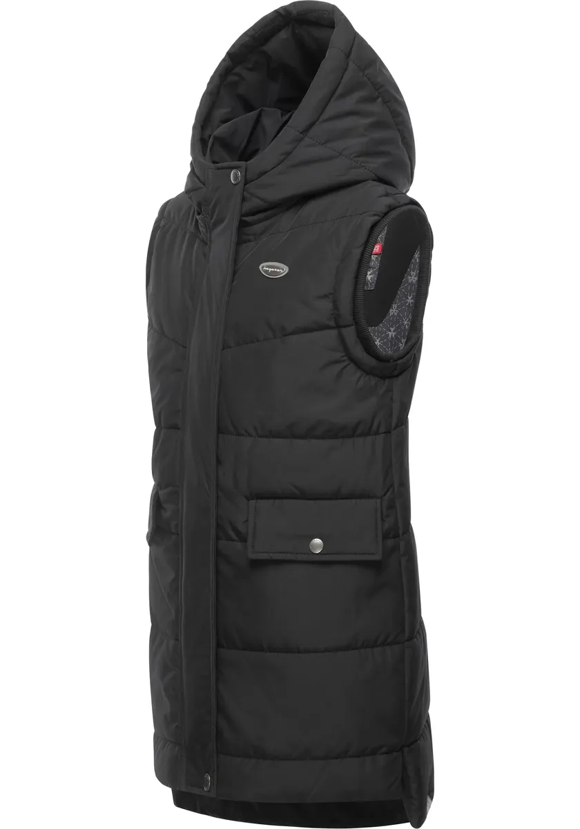 

Стеганый жилет Ragwear "Amalca", спортивный жилет для отдыха на природе с капюшоном, черный