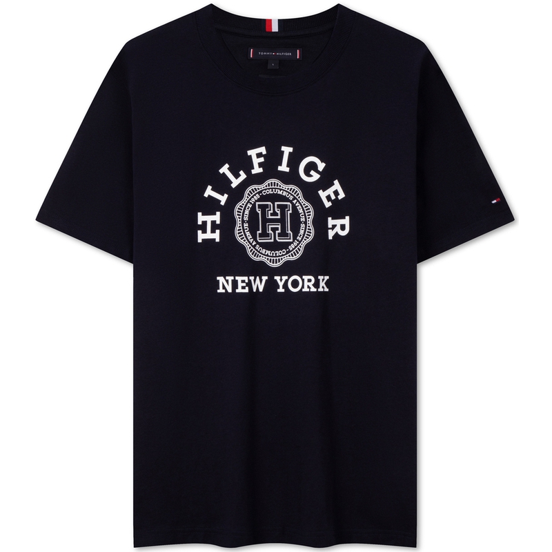 

Хлопковая футболка с принтом логотипа Tommy Hilfiger, синий