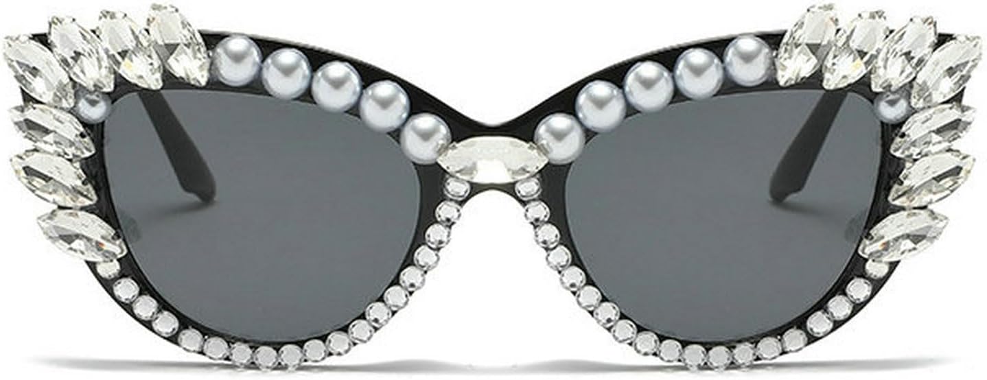 

Новые солнцезащитные очки COTIA с бриллиантами для женщин, модные, в форме «кошачьего глаза», с кристаллами, стразами и жемчугом, ручная работа. Солнцезащитные очки, Black