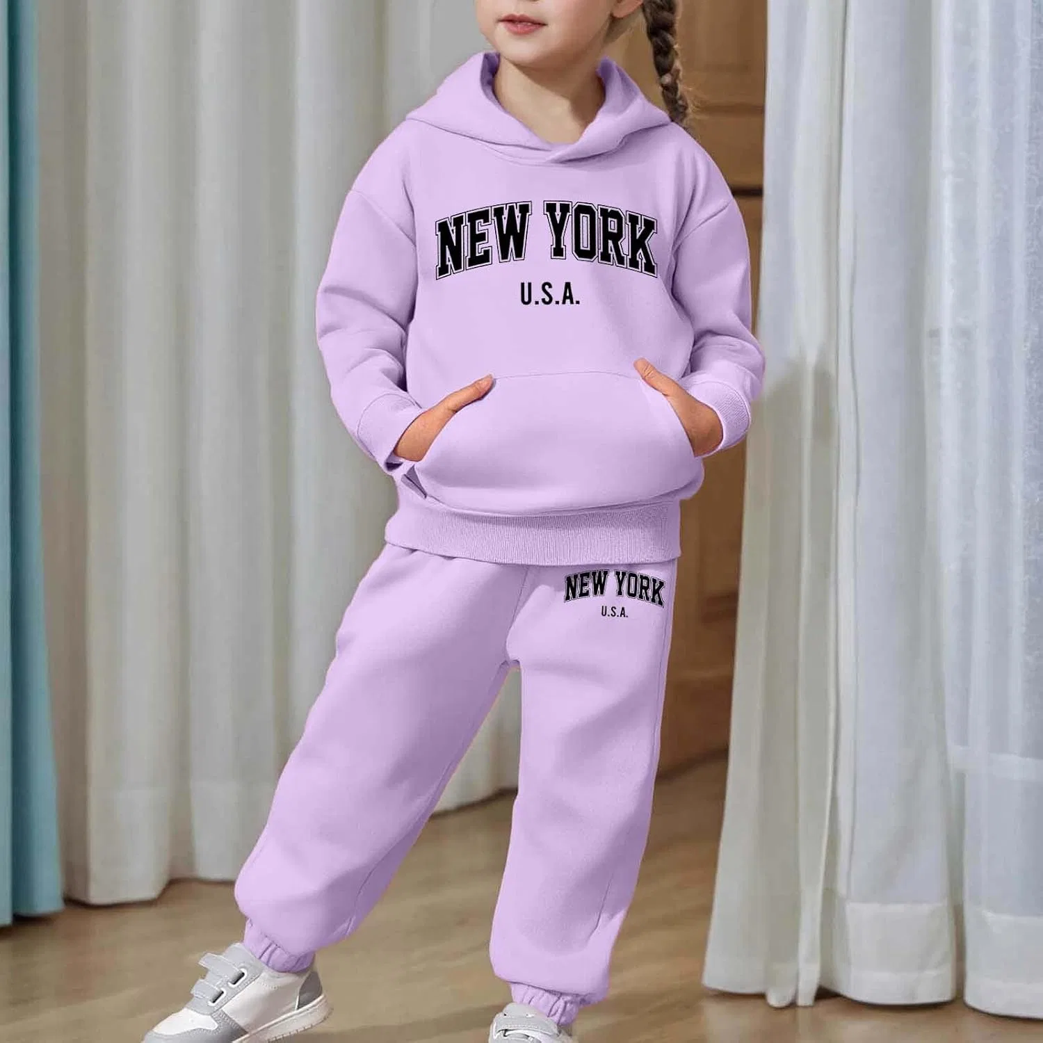 Детский спортивный костюм с принтом Brooklyn, Generic, фиолетовый — фото 3