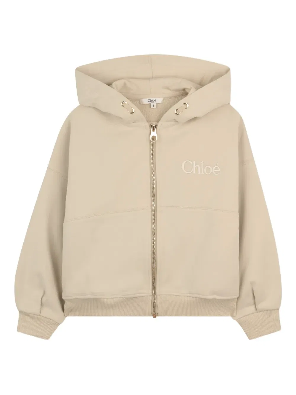 Куртка на молнии с капюшоном Chloé Kids, бежевый