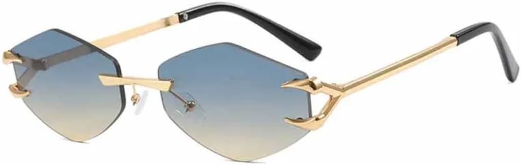 

Женские солнцезащитные очки с многоугольной оправой, повседневные, в стиле хип-хоп, модные, для активного отдыха, мужские очки с защитой от УФ-излучения UV400 VVTWSSW, Gold Blue Tea