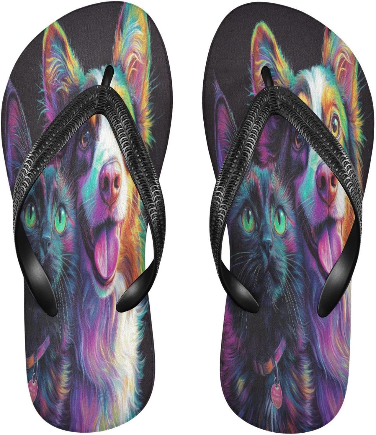 

Черные шлепанцы для кошек и собак, пляжные сандалии-вьетнамки, резинескользящие летние тапочки для женщин и мужчин Sinestour