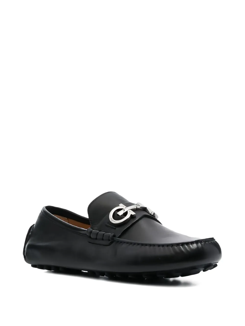 

Сандалии из зернистой кожи с бляшками Ганчини Ferragamo, черный