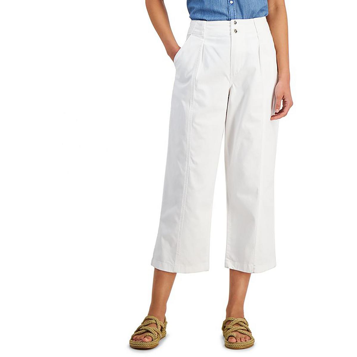 

Женские широкие брюки цвета хаки с высокой посадкой Nautica