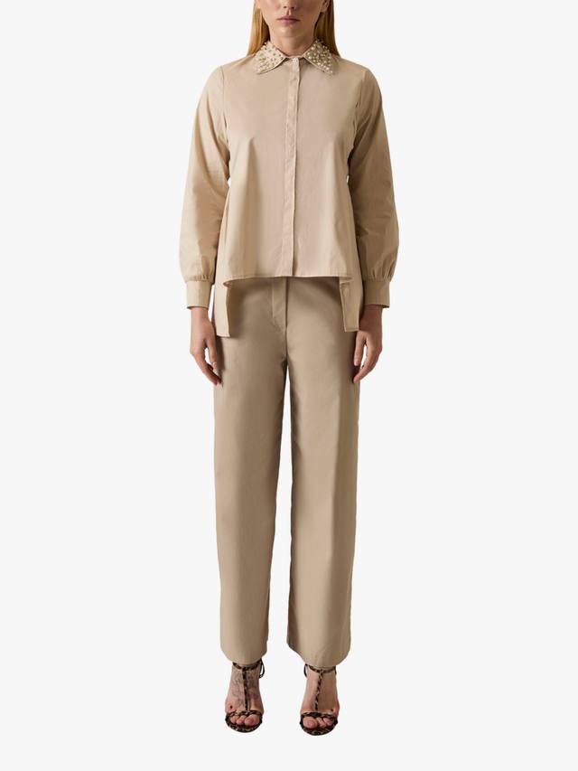 

Женская блузка с длинными рукавами и воротником-стойкой James Lakeland, Beige