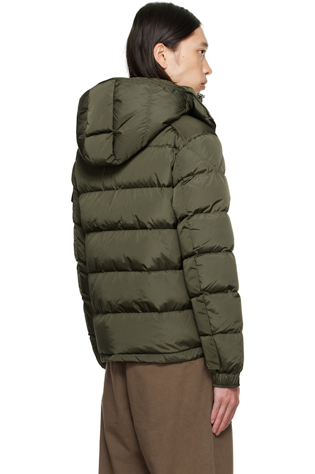 Moncler Короткая пуховая куртка цвета хаки майя матовая — фото 3