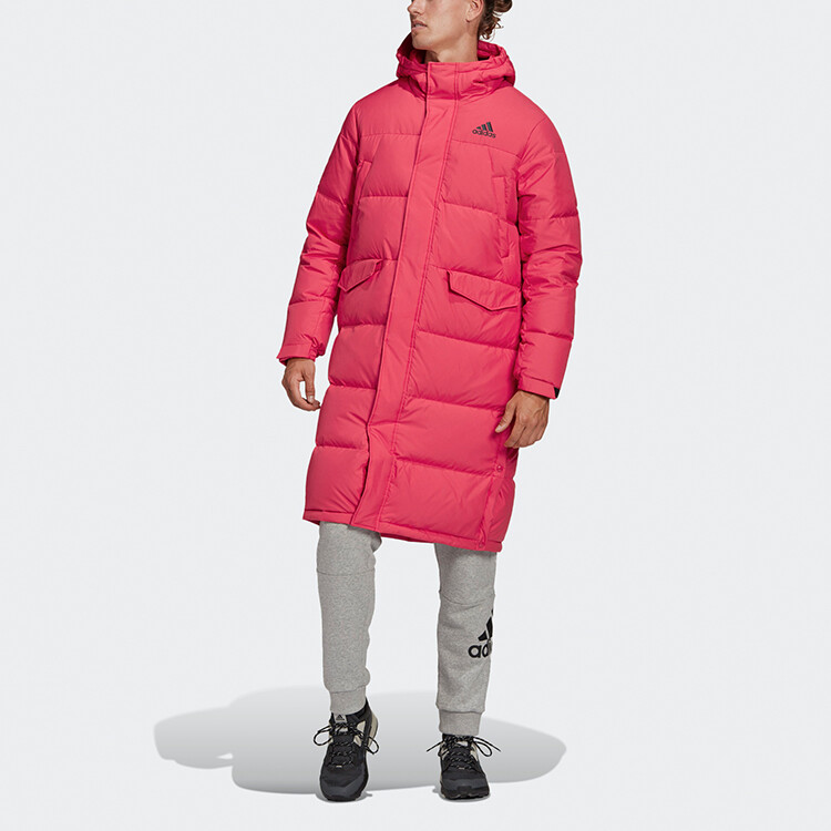 Пуховик Adidas Sports hooded down, красный — фото 3