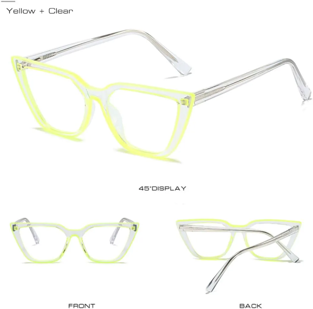 

Модные солнцезащитные очки «кошачий глаз» с контрастной оправой для женщин, ретро-оправа на пружинных шарнирах, мужские очки в оправе VRTRFFTR, Black Clear