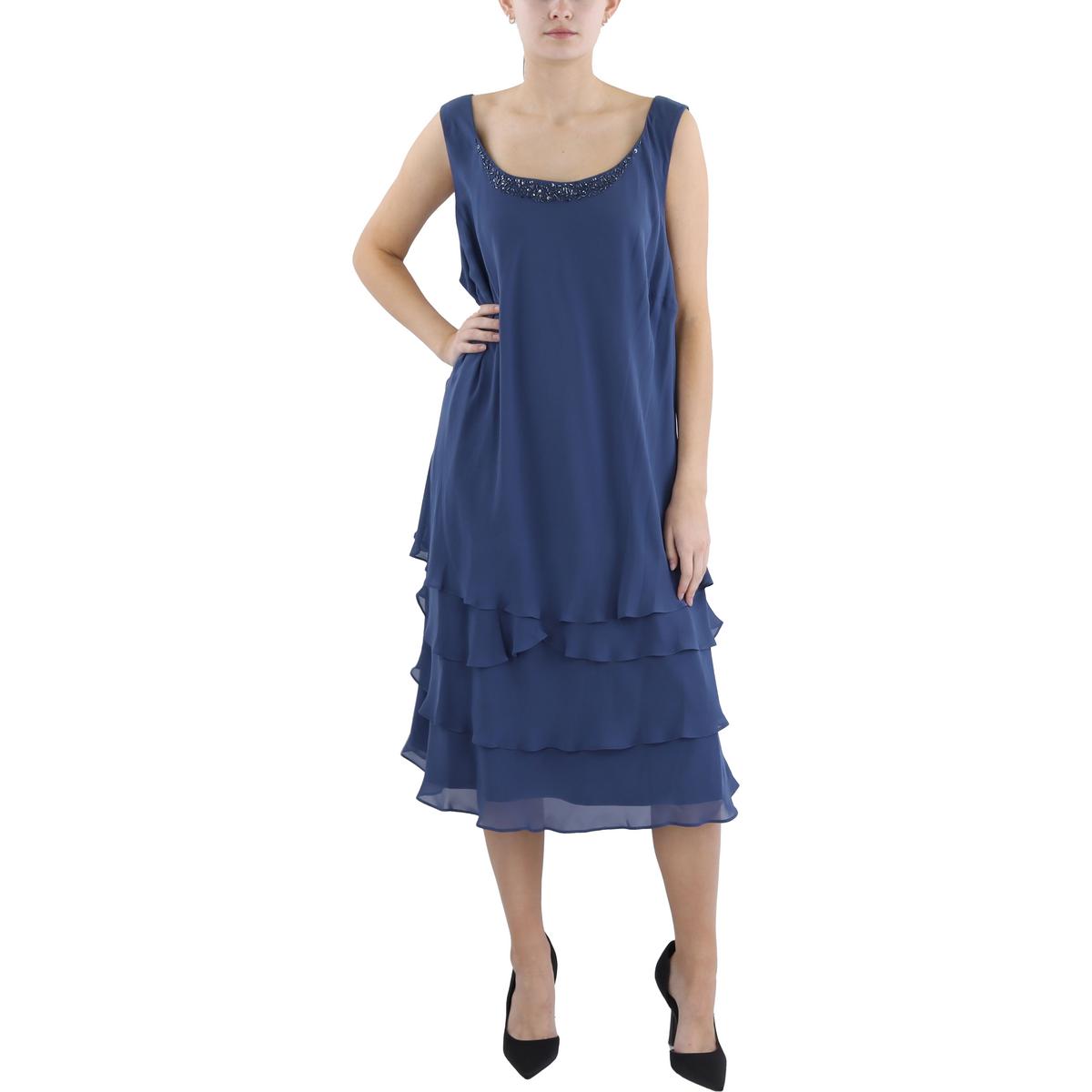 

Плюс Женское Шифоновое Платье 2PC С Курткой SL Fashions, цвет wedgewood