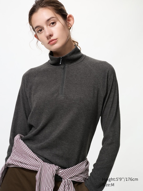 

Флисовая футболка HEATTECH с молнией 1/2 Uniqlo, 08 dark grey