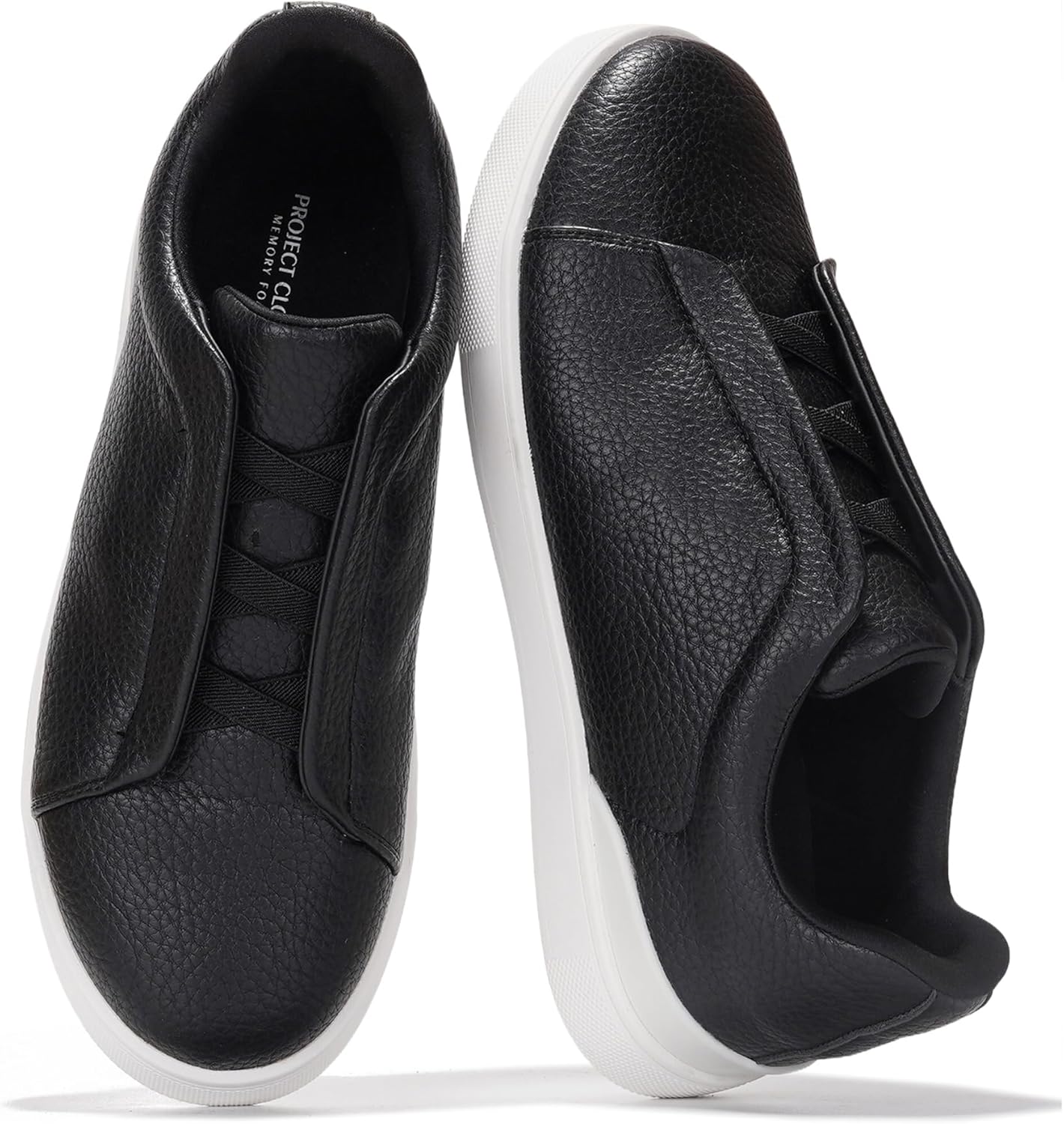 

Мужские кроссовки Project Cloud с стелькой из настоящей кожи и памяти формы - легкие и противоскользящие кроссовки для мужчин, повседневные кроссовки без шнурков (Hudson), черный