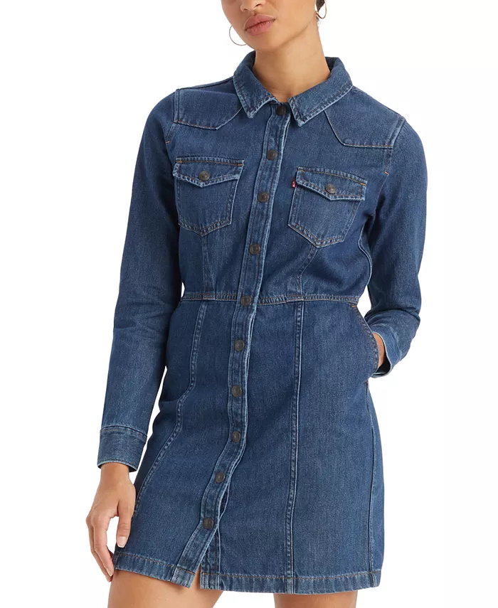 

Женское хлопковое джинсовое платье Flynn Western Levi's, синий