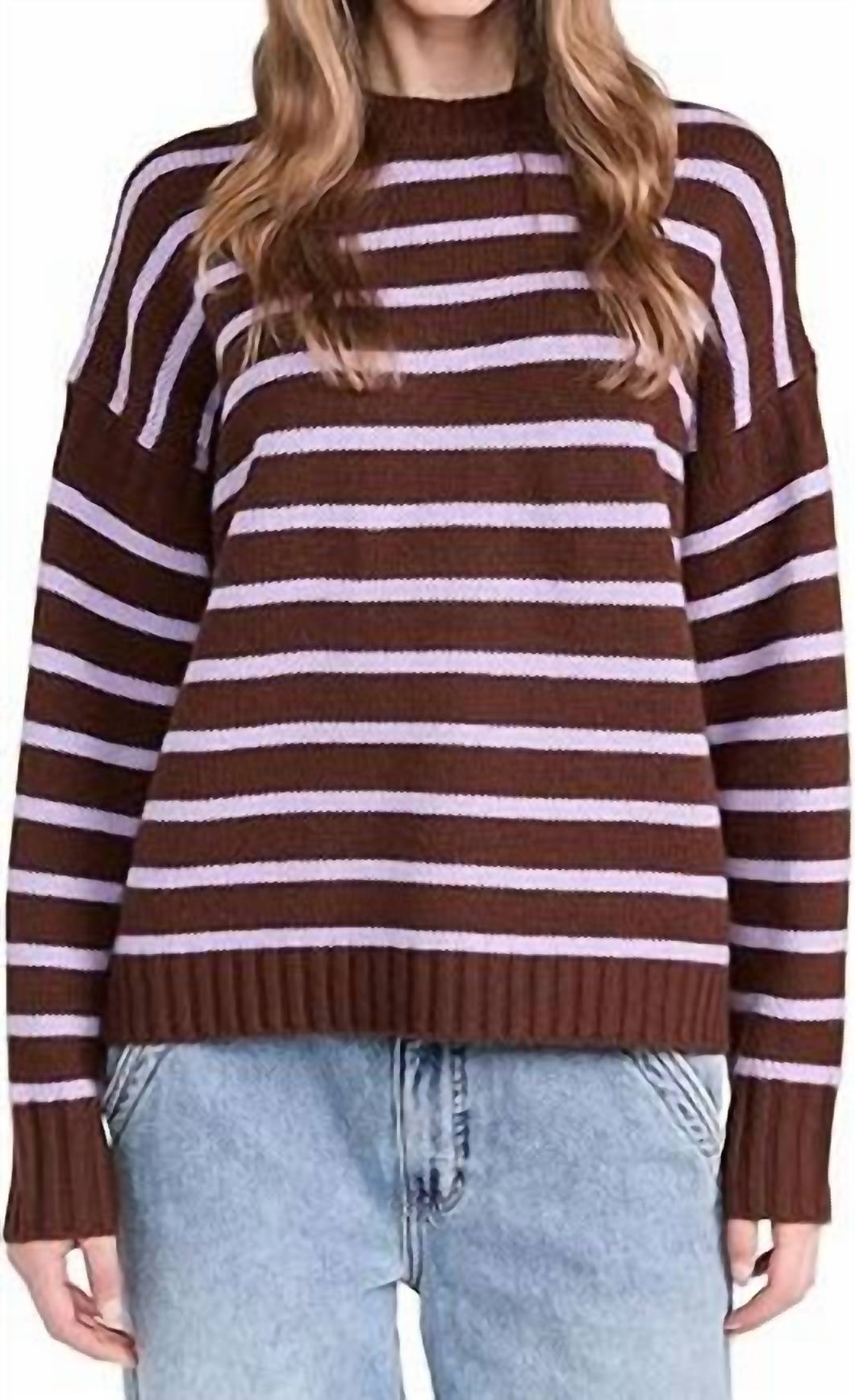 

Женский полосатый свитер из кашемировой смеси цвета умбра/ирис White + Warren, Umber/Iris