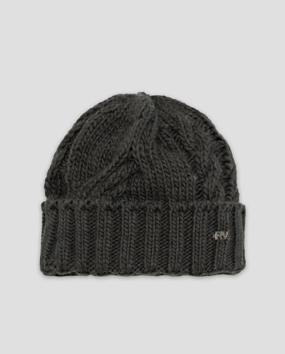 

Женская трикотажная шапка с вязкой «коса» и логотипом Roberto Verino, оливковый зеленый