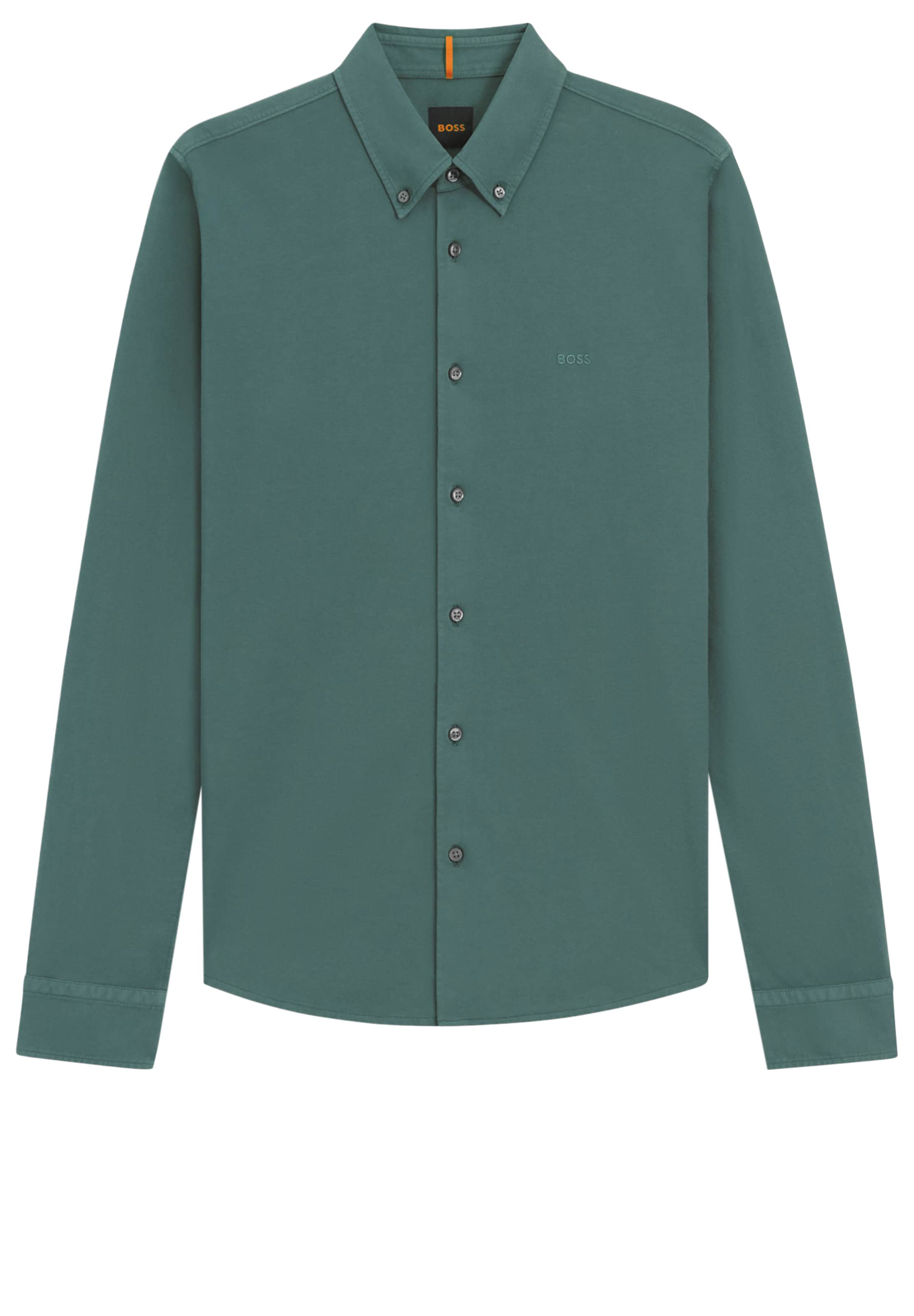 

BOSS Рубашка 'Myjersey' приталенная на пуговицах, зеленая