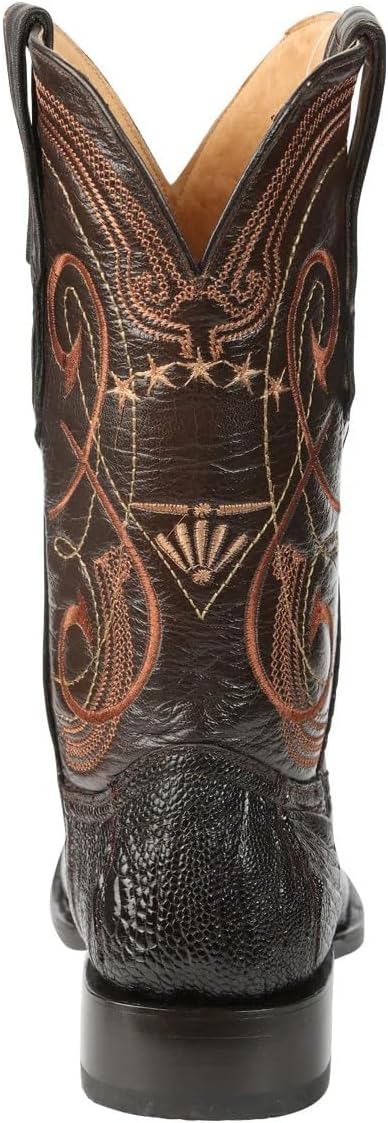 Мужские ковбойские сапоги Men’s El General Exotic с ногой страуса, из натуральной кожи страуса, западного типа, коричневые, размер 37, квадратный носок Levi, кожаная подошва Generic — фото 3