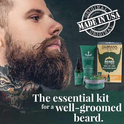 Набор для бороды Pinaud Beard Pack с кондиционером, бальзамом и маслом - 3 предмета Clubman — фото 2