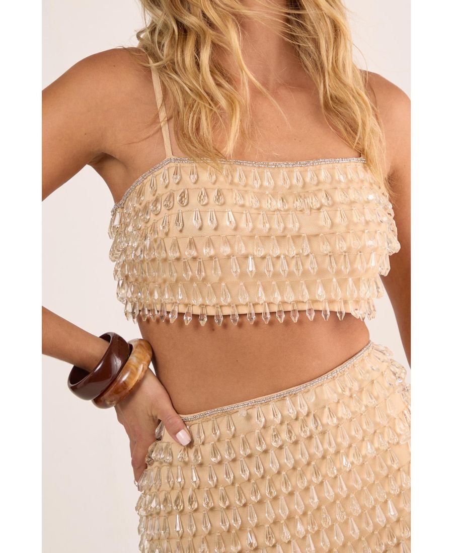 

Женский укороченный топ с декором в виде капель Nasty Gal, Champagne