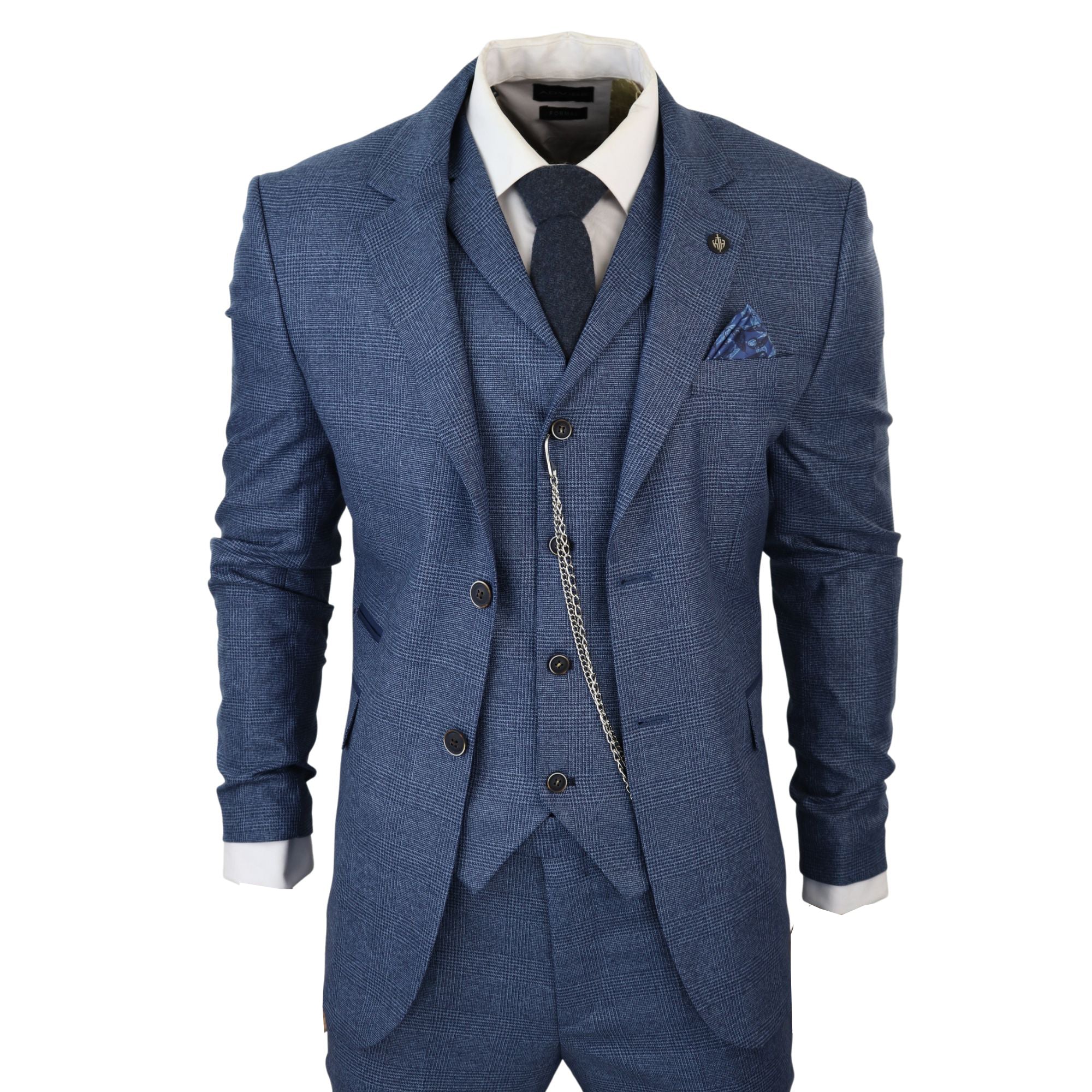 

AK-09 Твидовый костюм-тройка в елочку TruClothing, синий