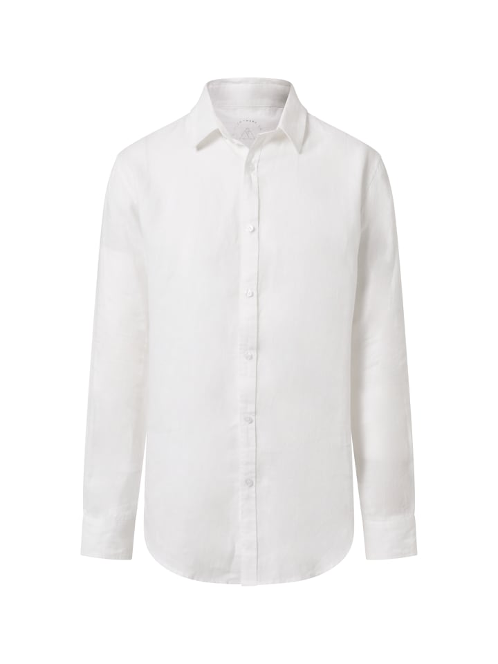 

Льняная рубашка с длинными рукавами белого цвета CASH-MERE.CH