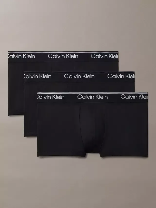 Трусы с низкой посадкой из микроэластичной ткани, комплект из 3 штук, черные Calvin Klein
