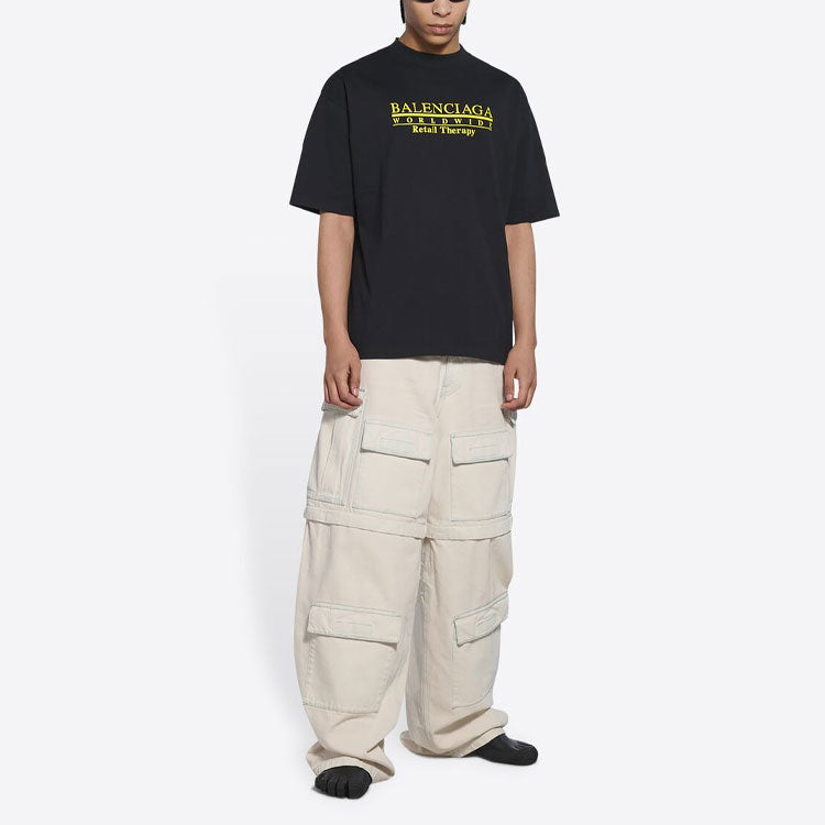 Футболка Balenciaga Retail Therapy T-Shirt Medium Fit 'Black Yellow', черный — фото 3