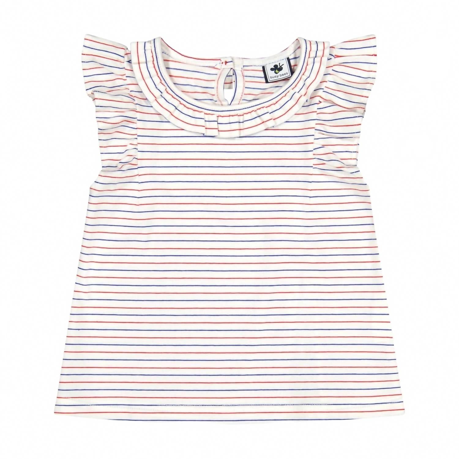 

Детский топ Colette с воланами на рукавах в красно-бело-синюю полоску Busy Bees