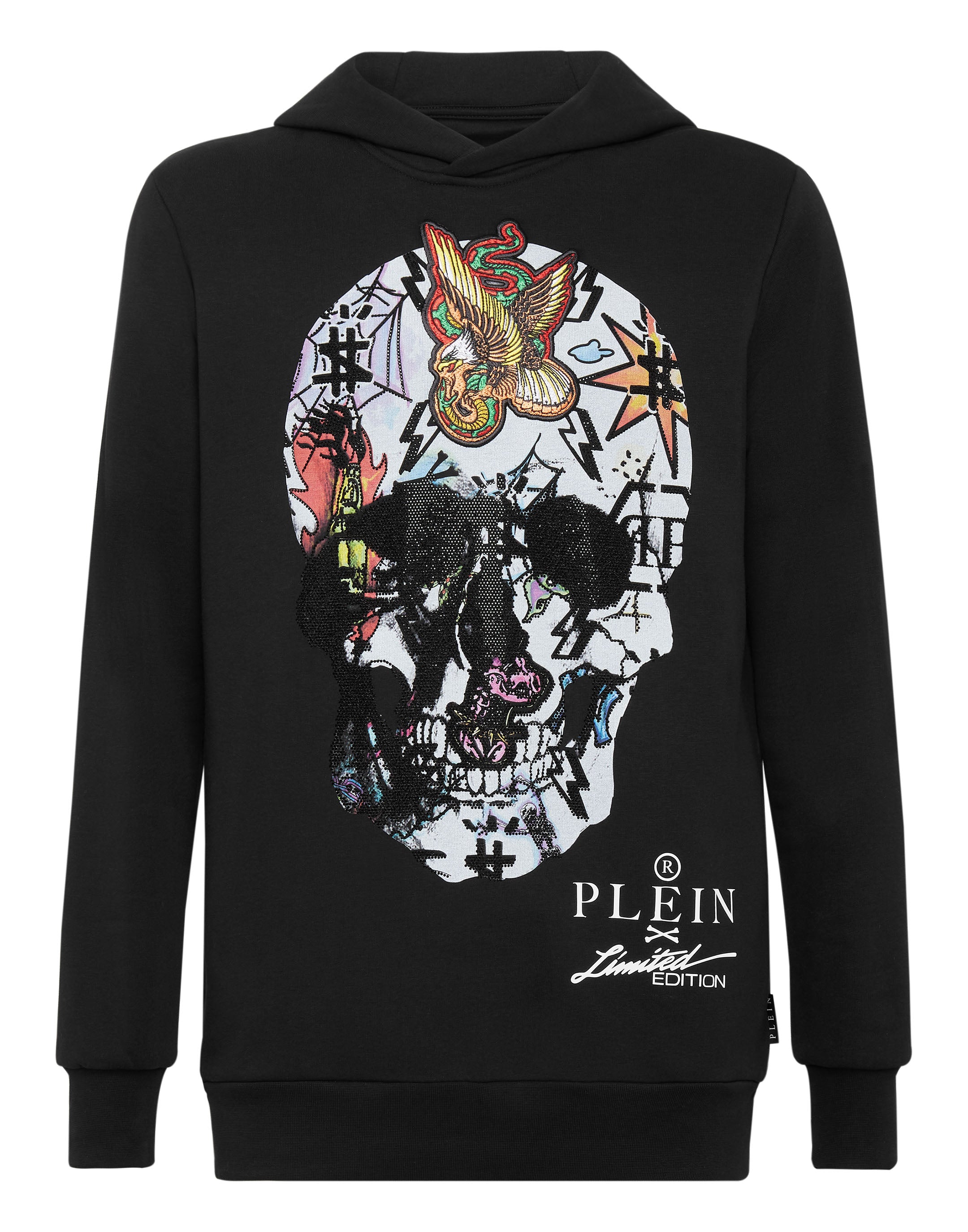 

Толстовка с капюшоном Tattoo Skull со стразами Philipp Plein, черный