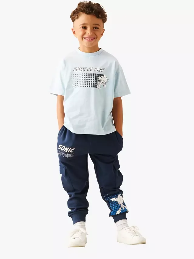 Детская футболка Kids' x Sonic Oversized Washed T-Shirt, синяя Angel & Rocket — фото 2