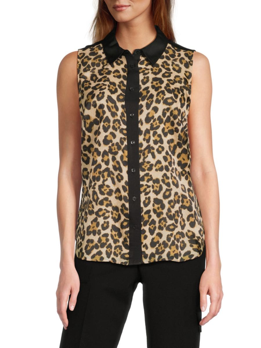 

Рубашка без рукавов с леопардовым принтом и пуговицами DKNY, цвет Leopard Print