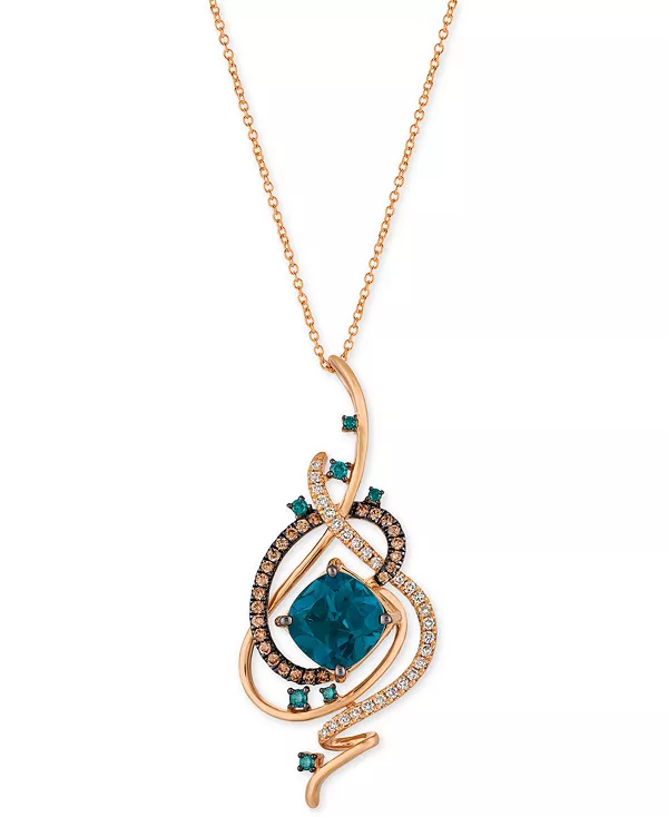 

Ожерелье Crazy Collection с топазом глубокого синего цвета (5-3/8 карата) и бриллиантом (3/4 карата) из 14-каратного розового золота Le Vian, blue