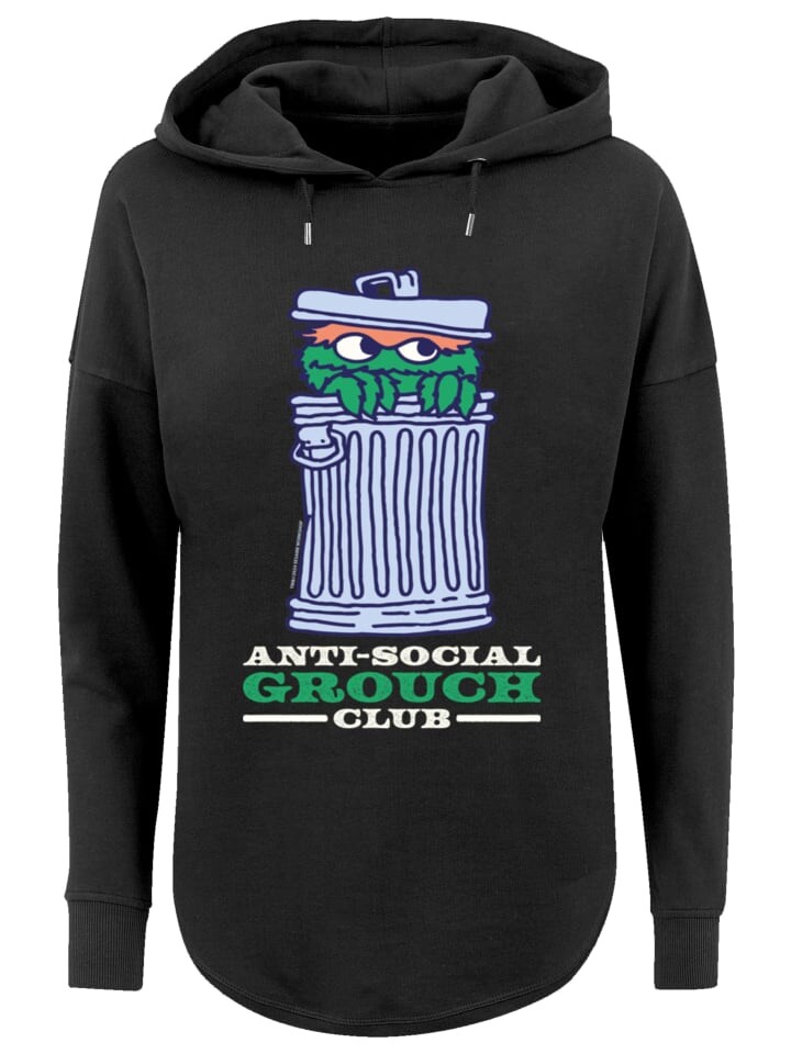 

Пуловер F4NT4STIC Oversized Hoodie Sesamstraße Anti Social Grouch Club, черный