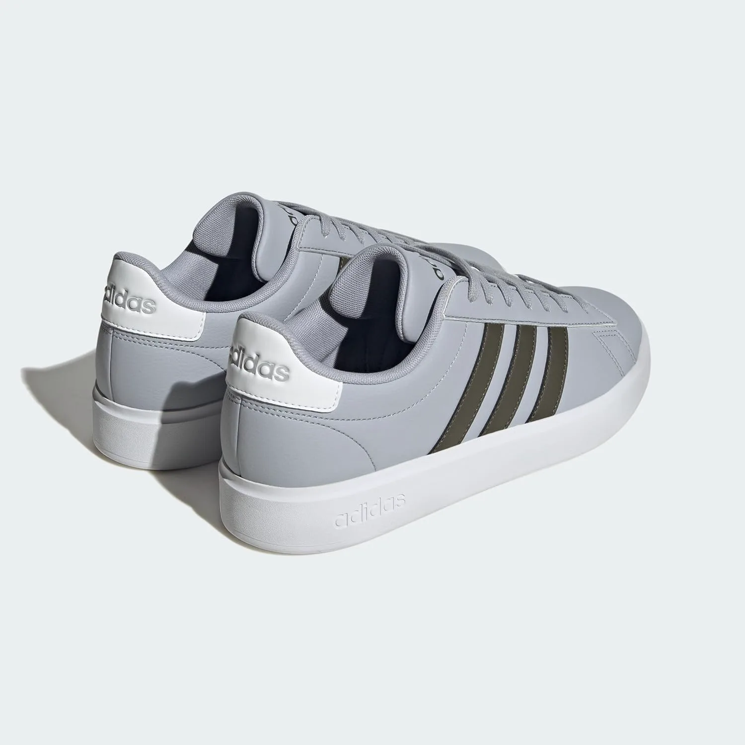 Мужские кроссовки Adidas Grand Court 2.0, серебристый/оливковый/белый — фото 4