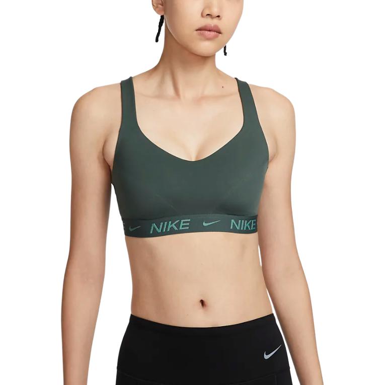 Nike Indy High Support Женский Спортивный Бюстгальтер с Чашечками и Регулировкой, Винтажный Зеленый — фото 2