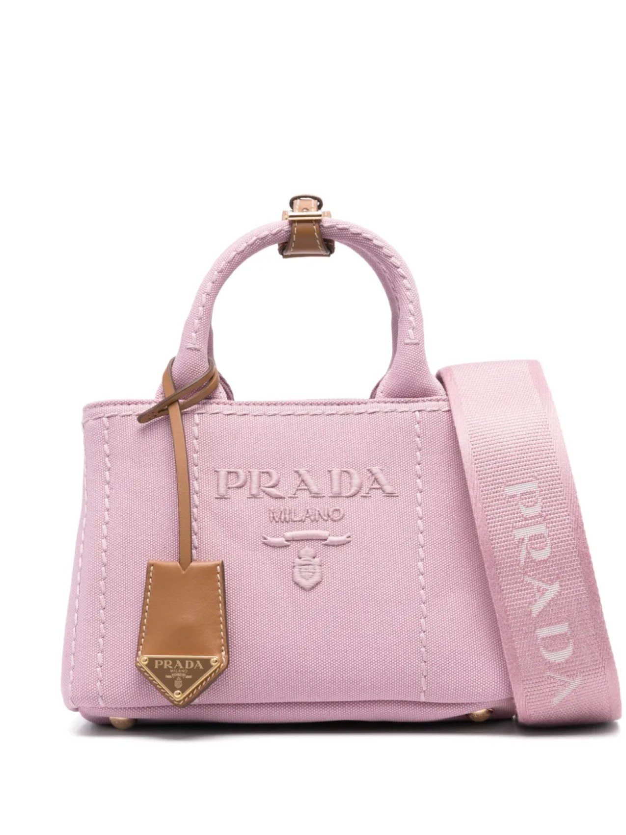 

Сумка-тоут с вышитым логотипом Prada, розовый