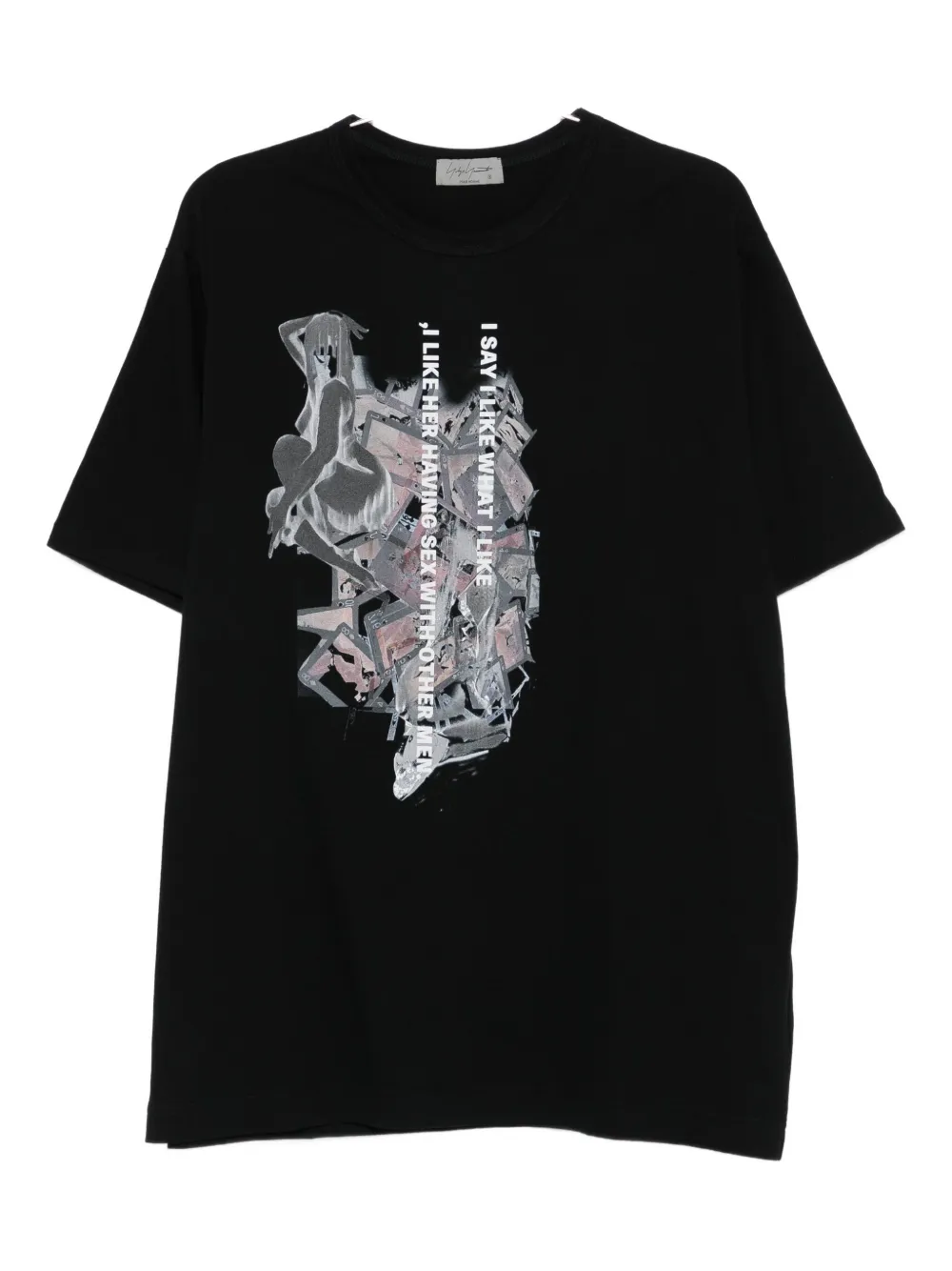 

Футболка с графическим принтом Yohji Yamamoto, черный