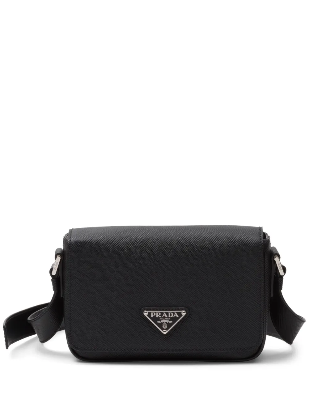 

Сумка на плечо из сафьяновой кожи с логотипом Prada, черный