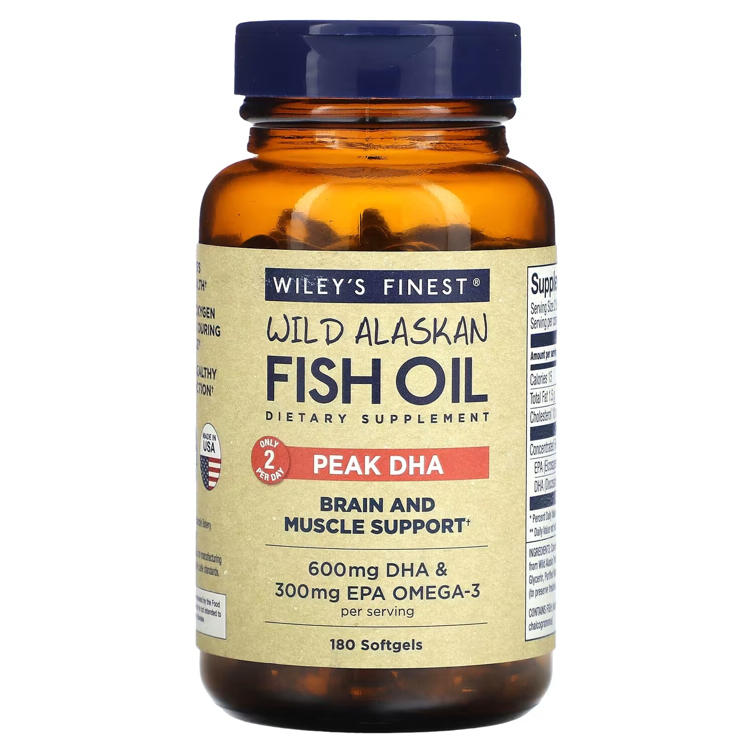 

Добавка Wiley's Finest Wild Alaskan Fish Oil Peak DHA, 180 мягких таблеток
