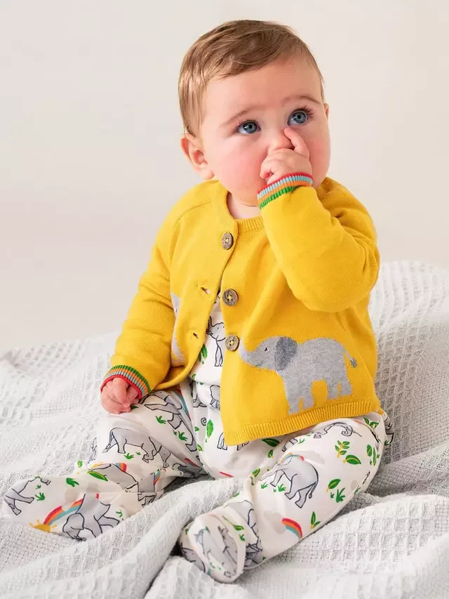 Детский кардиган Слоненок Бонни, желтый Frugi — фото 2