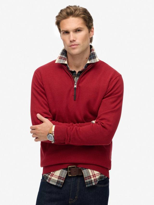 

Эссеншиалс хлопковый полузип худи Superdry, Carmine Red Marl