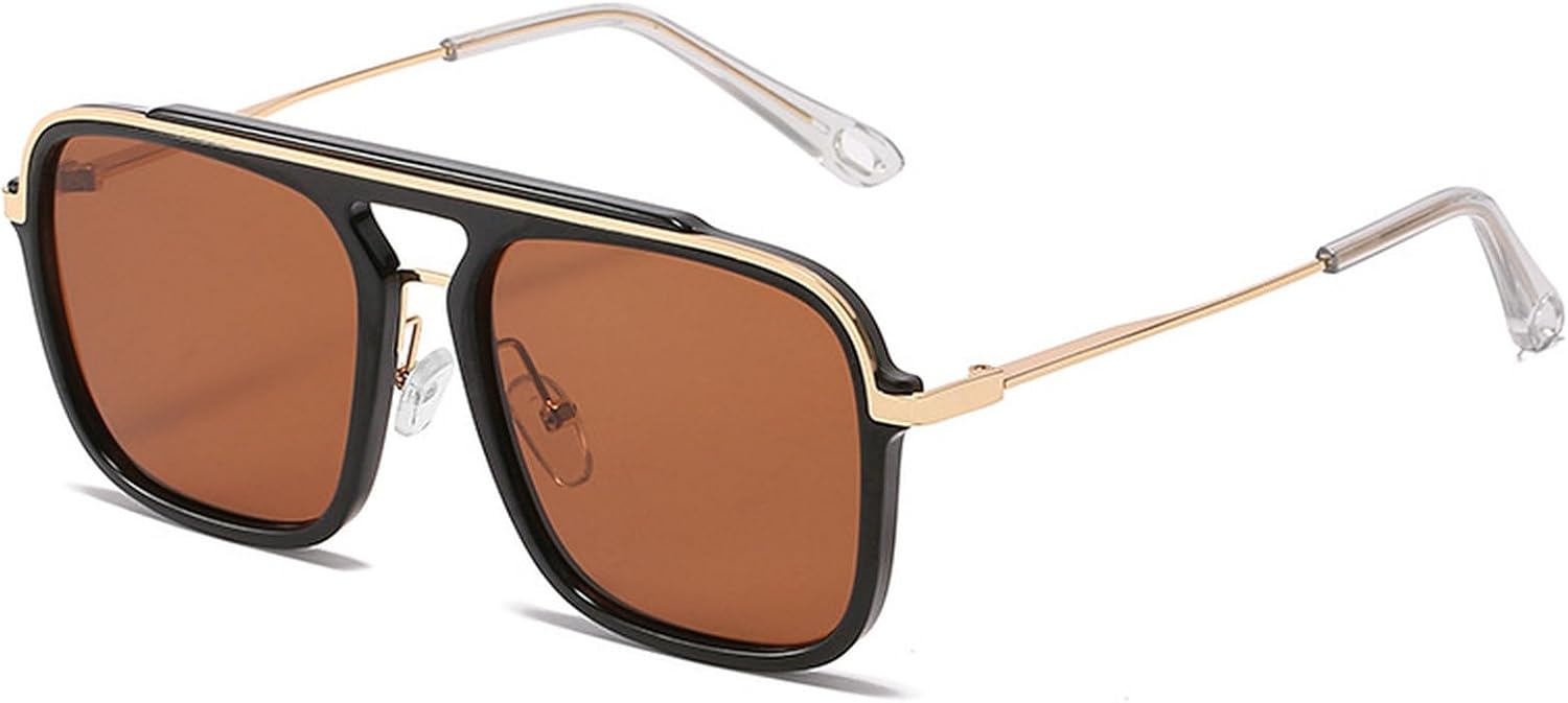 

Популярные модные солнцезащитные очки-пилот с двойной перемычкой для женщин, ретро-градиентные очки с защитой от УФ-излучения UV400 для мужчин, квадратные солнцезащитные очки для активного отдыха mincl, Brown