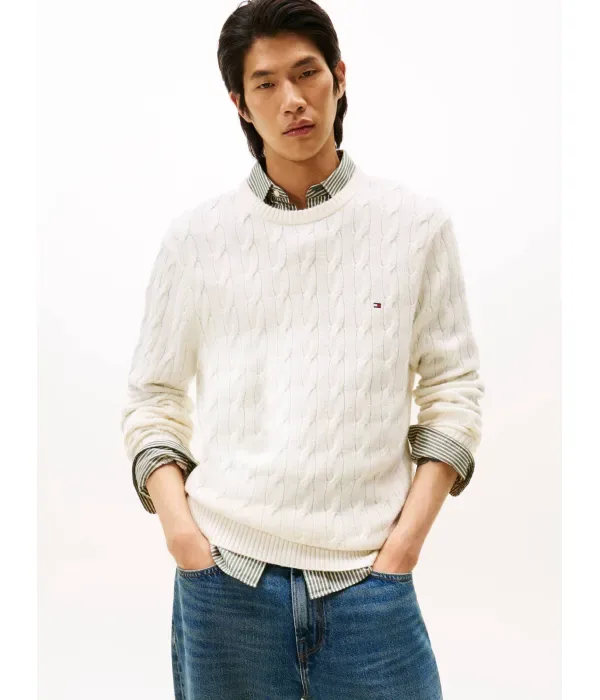 Шерстяной свитер regular fit Tommy Hilfiger, экрю