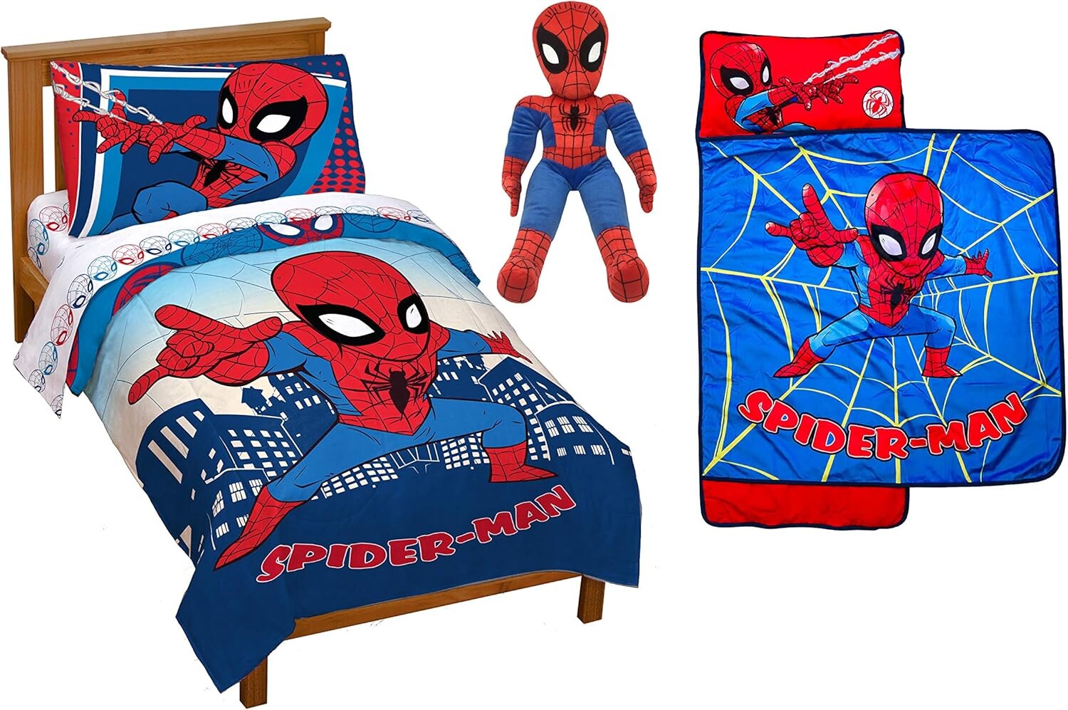 

Комплект постельного белья Jay Franco Marvel Super Hero Adventures Go Spidey Toddler, состоящий из 6 предметов, включает комплект постельного белья, коврик для сна, подушку Buddy