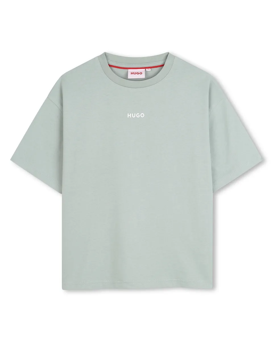 

Детская хлопковая футболка Hugo, хаки